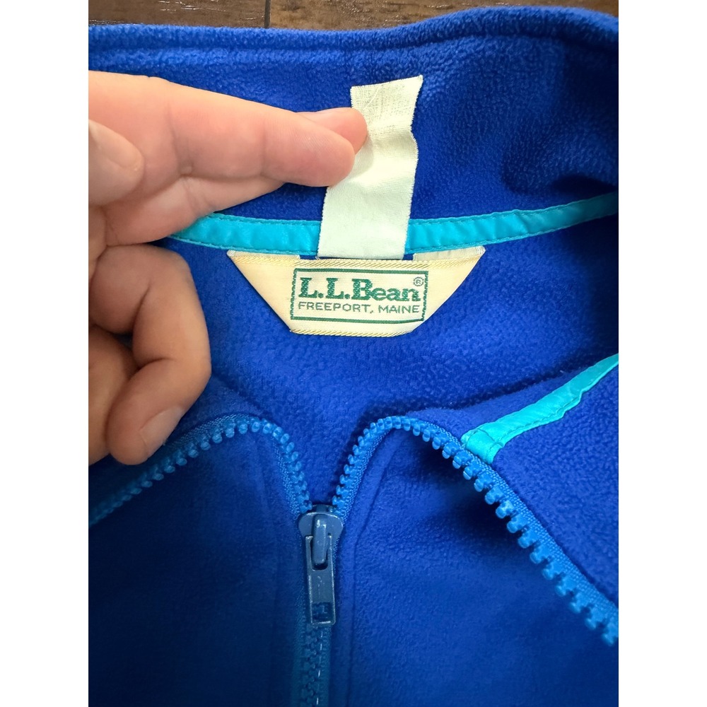 Vintage LL Bean Fleece Pullover Mens Large Blue Quarter Zip Made in USA 90s - Picture 3 of 4